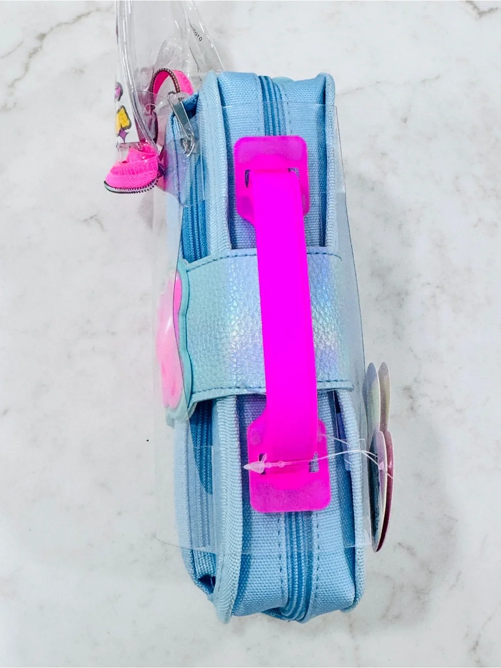 Kids Pink & Light Blue Candy Bear Pencil Case - Cute Carry Handle